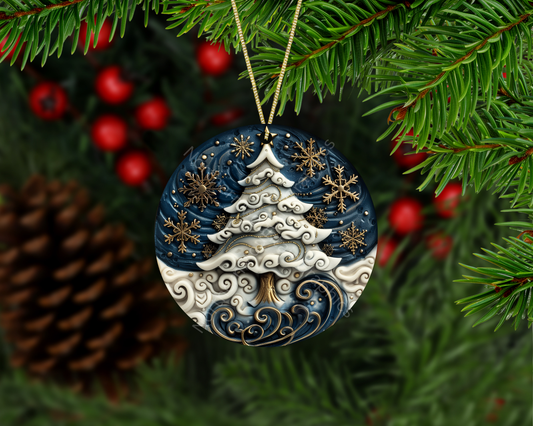 Majestic Snow-Swirl Christmas Tree Christmas Ornament