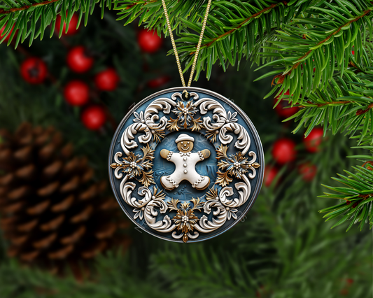 White Frost Gingerbread Man Christmas Ornament
