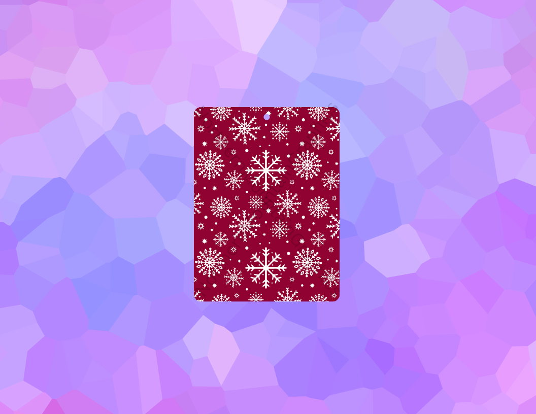 White Snowflakes on Red Christmas Air Freshener