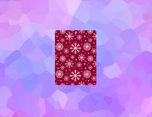 White Snowflakes on Red Christmas Air Freshener