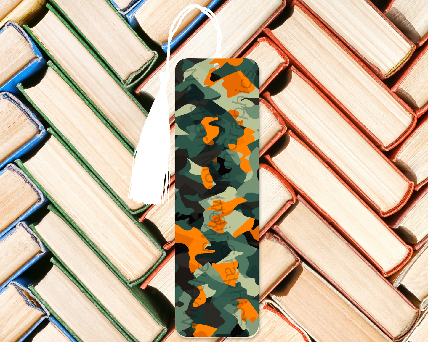 Orange Forest Camo Bookmark