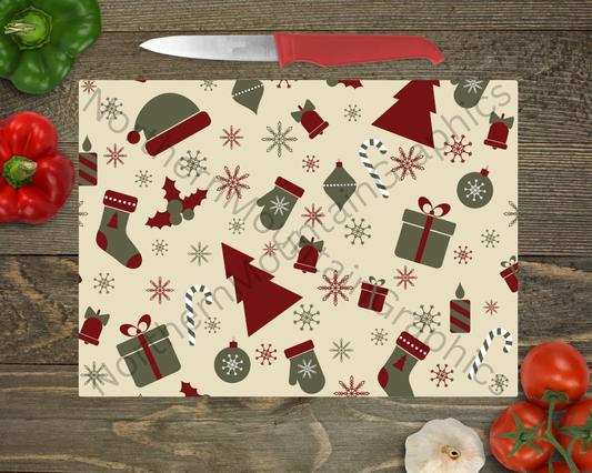Glass Cutting Board Christmas
