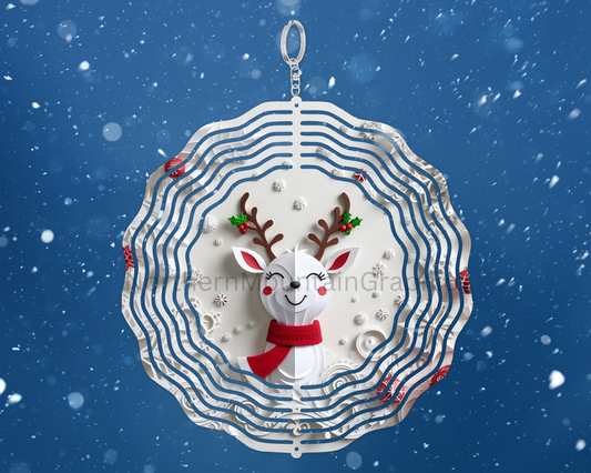 Smiling Reindeer Cheer Wind Spinner