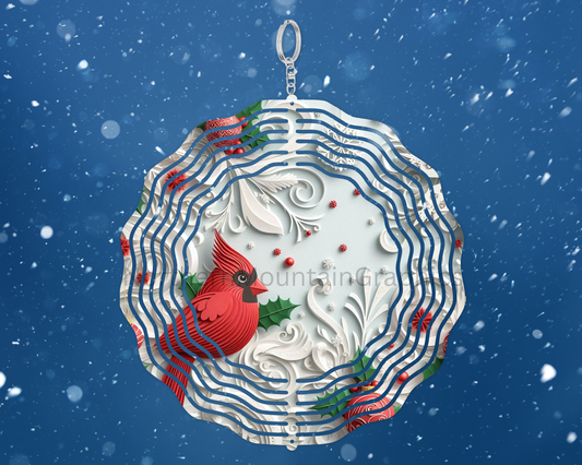 Cardinal Winter Wishes Wind Spinner
