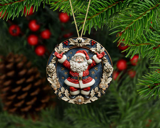 Festive Santa Wreath Christmas Ornament