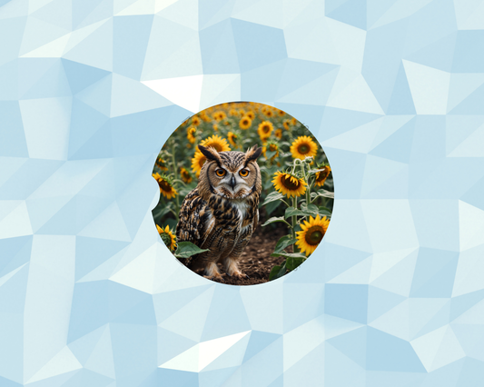 Sunflower Field Owl Car Coaster