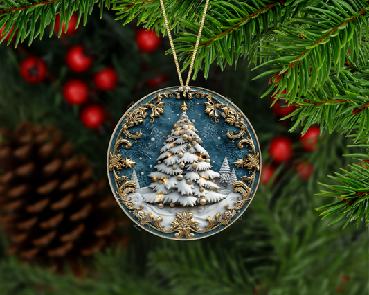 Golden Winter Christmas Tree Christmas Ornament