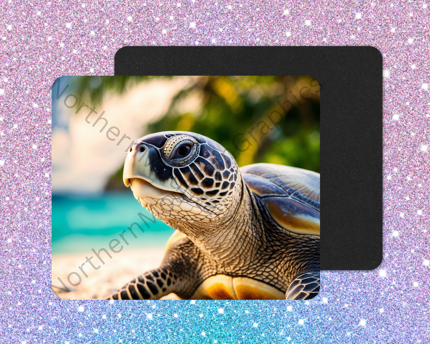 Vibrant Island Sea Turtle Mouse Pad