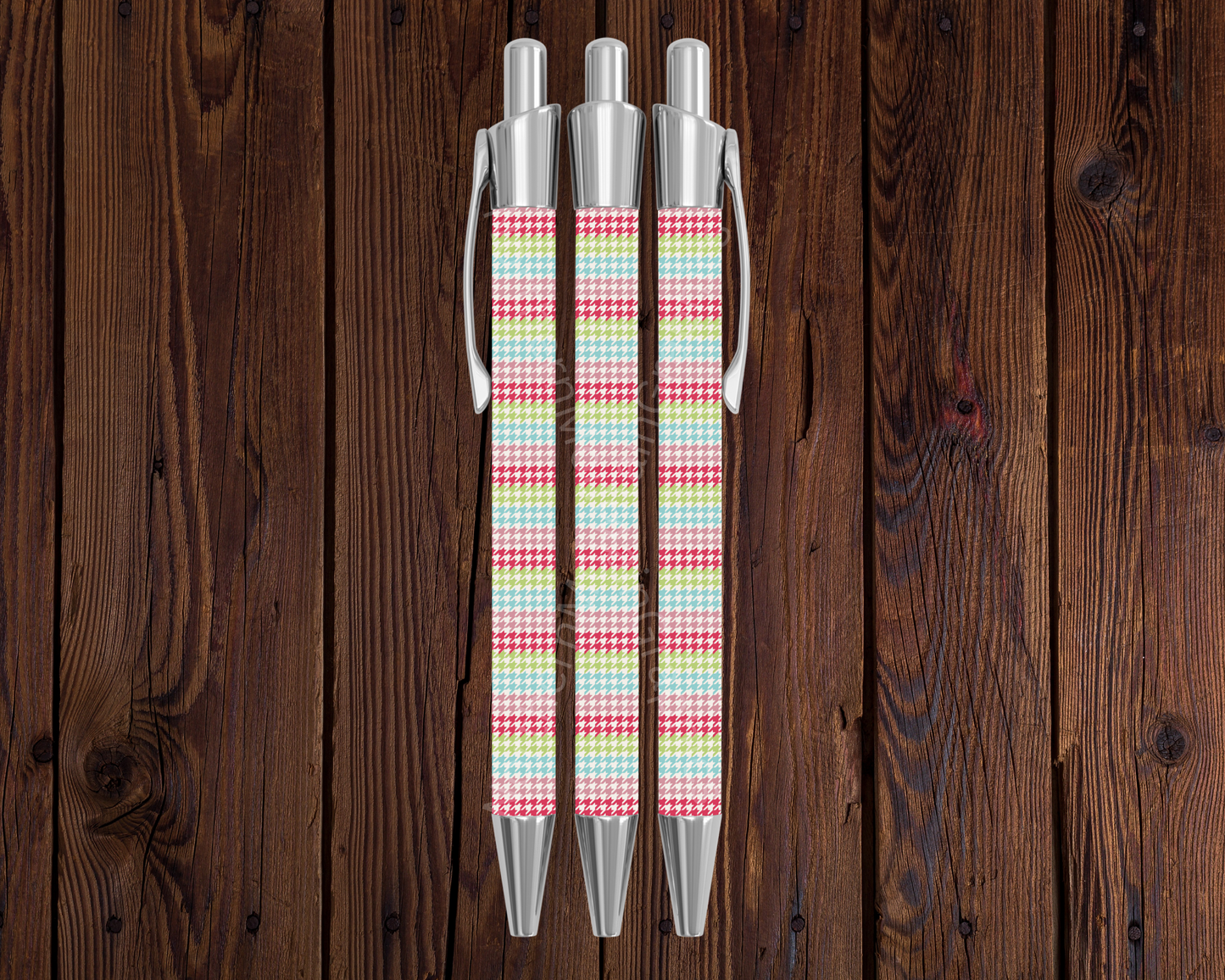 Multicolor Houndstooth Stripes Christmas Pen