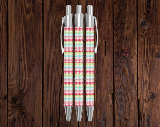 Multicolor Houndstooth Stripes Christmas Pen