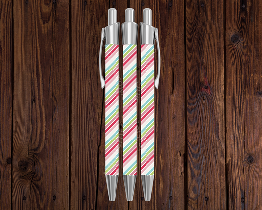 Diagonal Holiday Stripes Christmas Pen