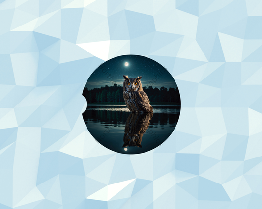 Moonlit Lake Owl Car Coaster