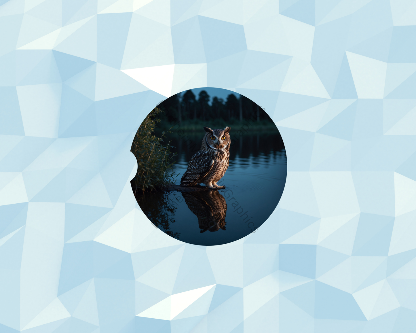 Twilight Waterside Owl Watcher Car Coaster