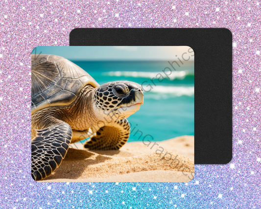 Oceanfront Shell Sea Turtle Traveler Mouse Pad