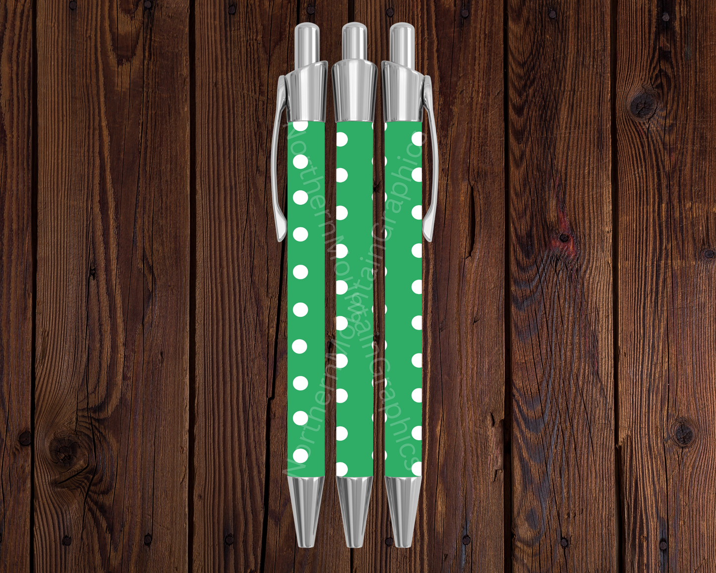 White Polka Dot Green Christmas Pen
