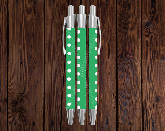 White Polka Dot Green Christmas Pen