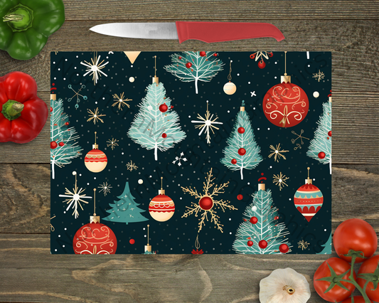 Glass Cutting Board Christmas