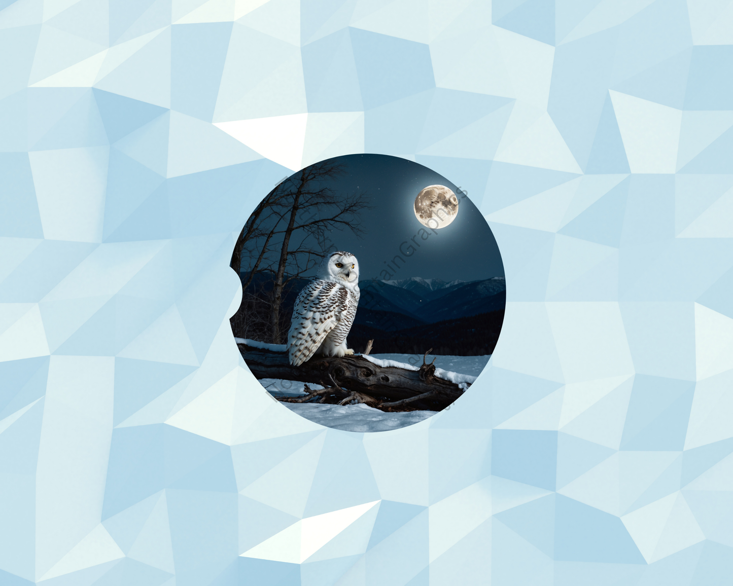 Snowbound Moon Owl Watcher Car Coaster