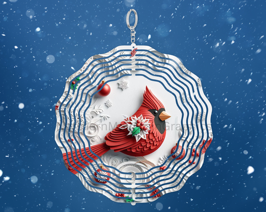 Cardinal Winter Cheer Wind Spinner