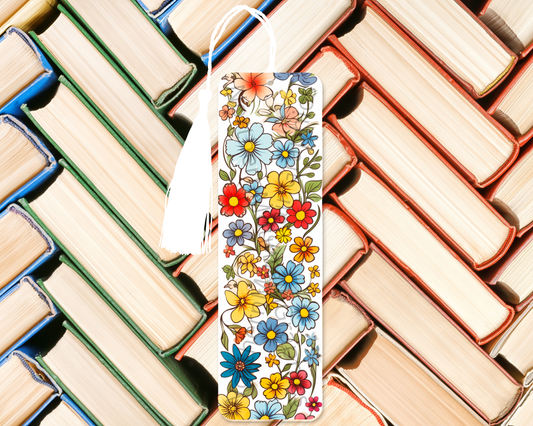 Colorful Daisy Meadow Vertical Floral Bookmark