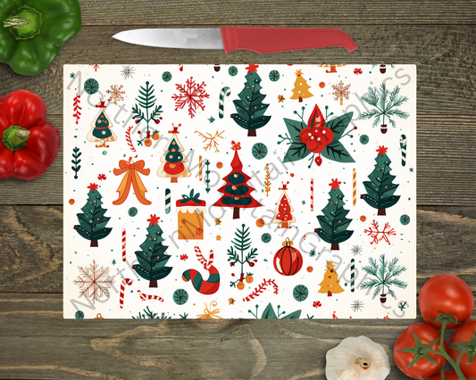 Glass Cutting Board Christmas