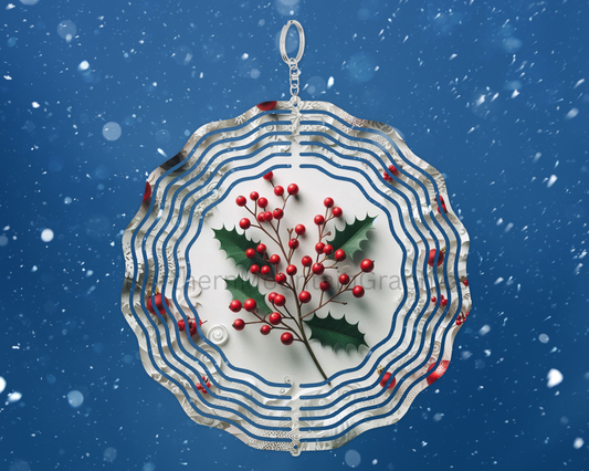 Holly Berry Branch Wind Spinner