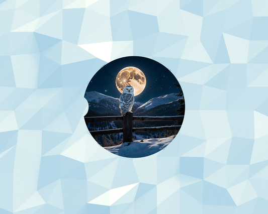Lunar Peak Owl Watcher Car Coaster
