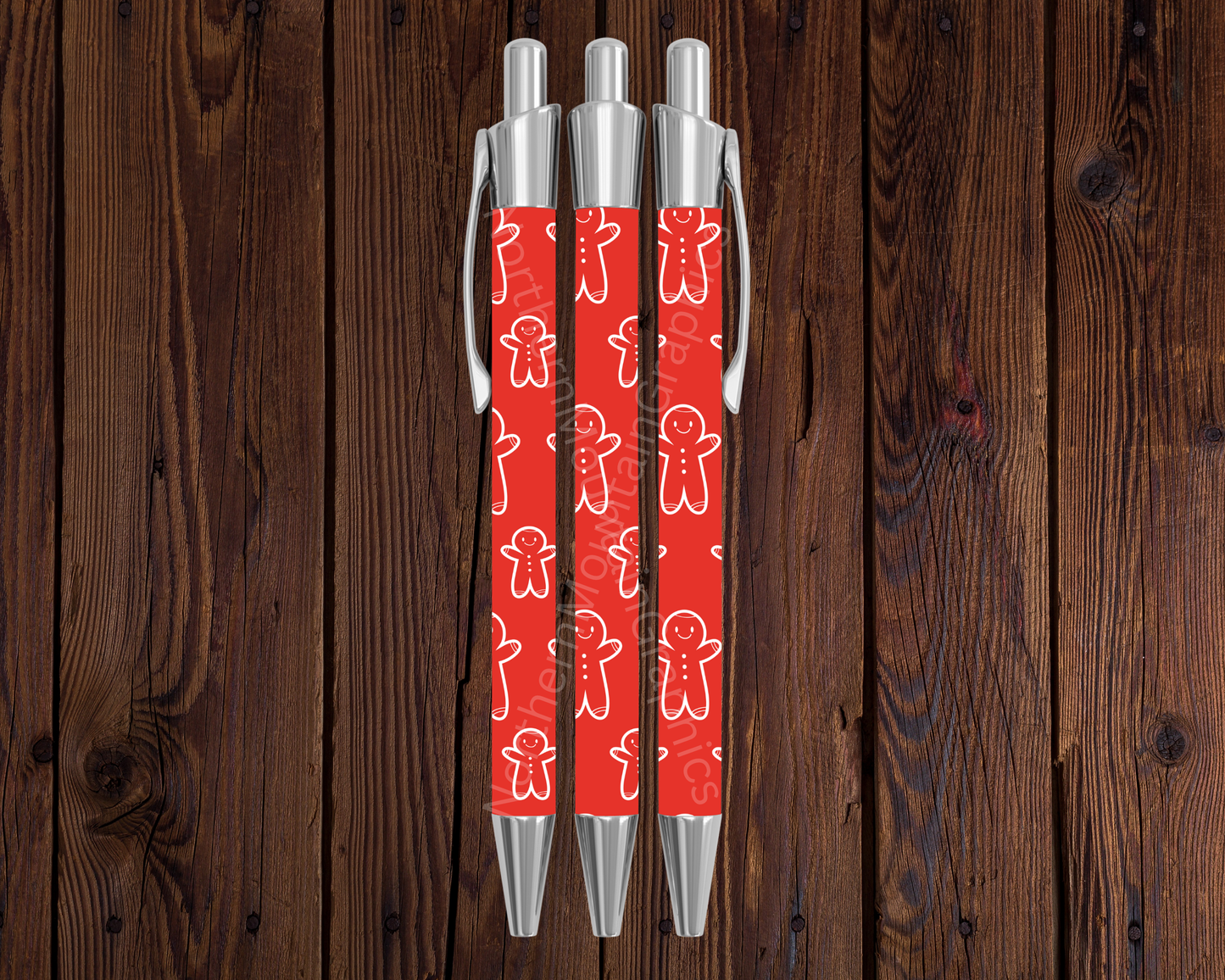 Gingerbread Men Red Christmas Pen