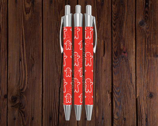 Gingerbread Men Red Christmas Pen
