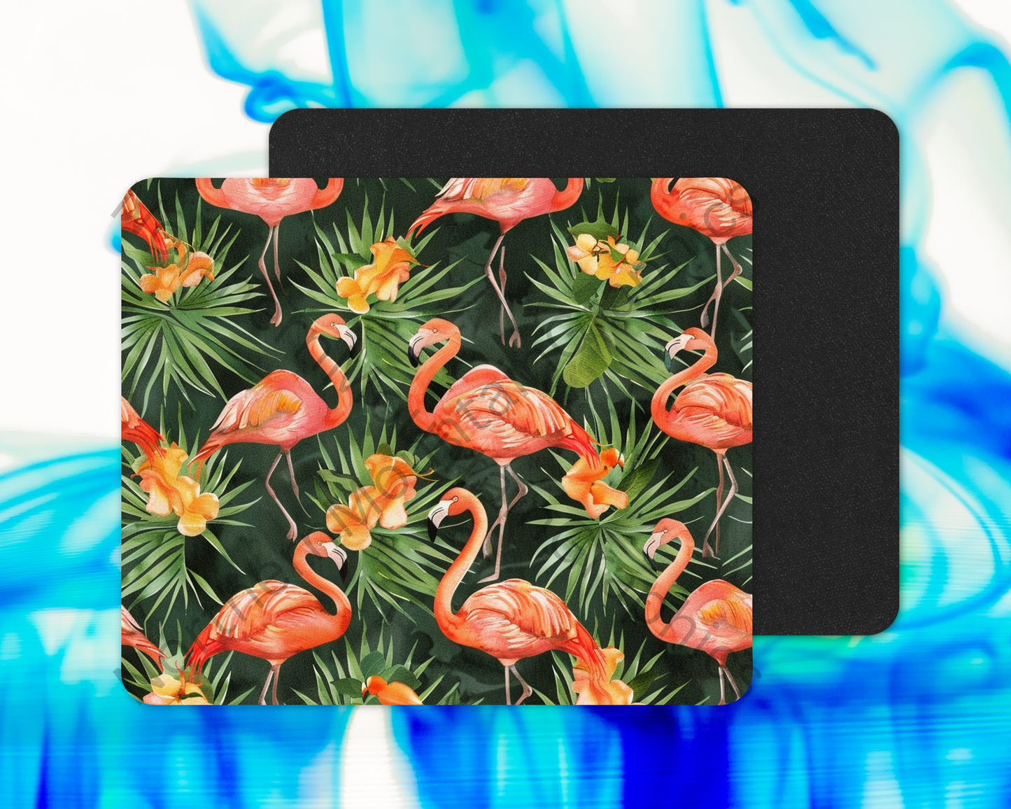 Botanical Flamingo Pattern Mouse Pad