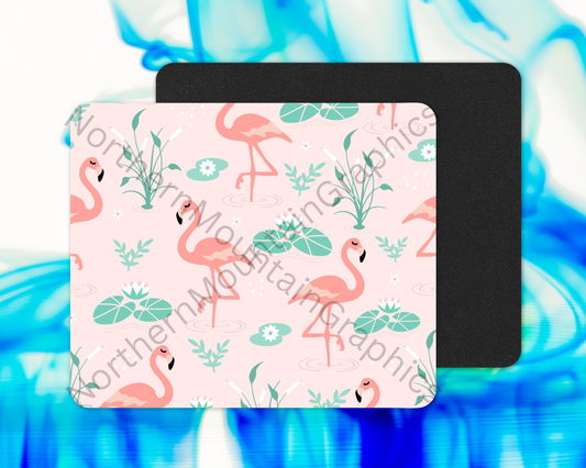 Watercolor Splash Flamingos Mouse Pad