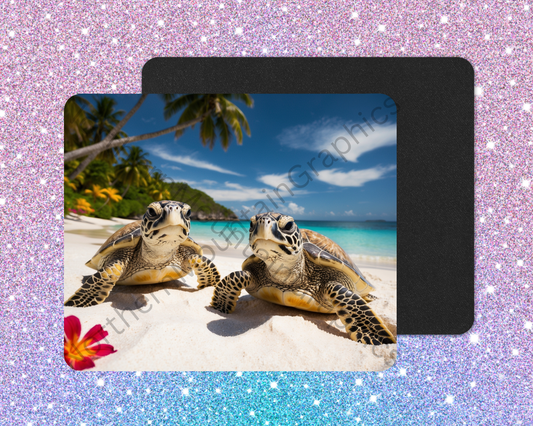 Tropical Sea Turtle Duo Mouse Pad