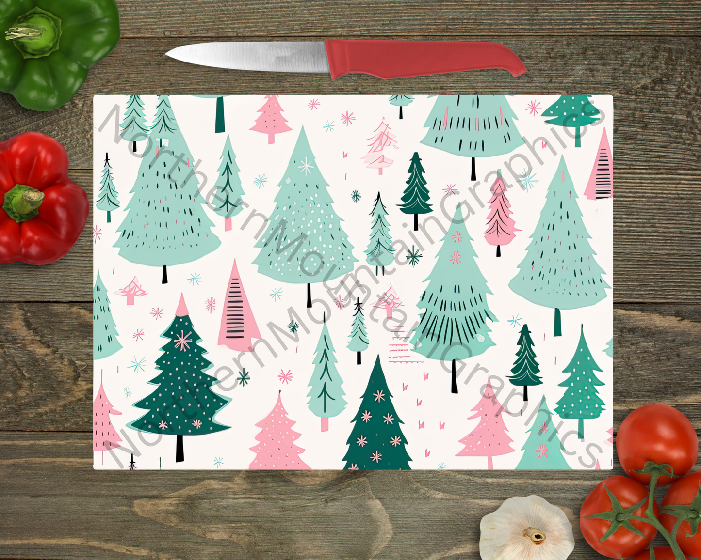Glass Cutting Board Christmas