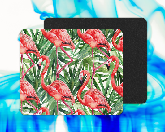 Bright Flamingo Forest Mouse Pad
