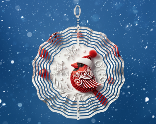 Santa Hat Cardinal Wind Spinner