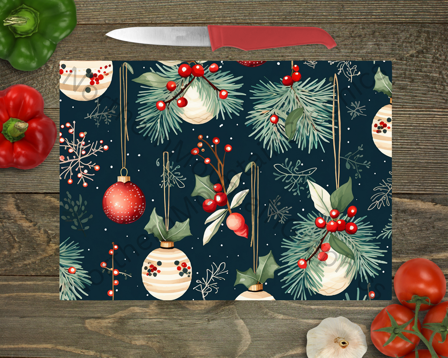 Glass Cutting Board Christmas