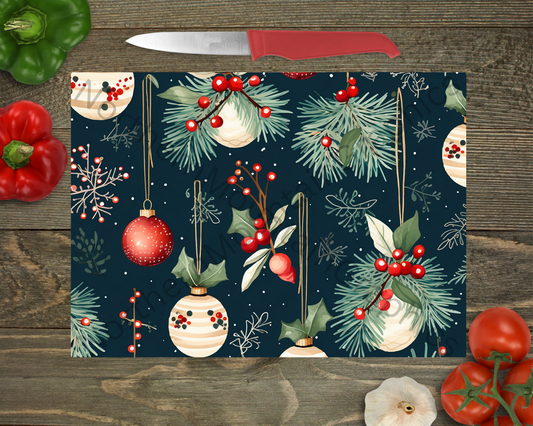 Glass Cutting Board Christmas