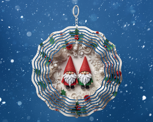 Festive Holiday Gnome Duo Wind Spinner