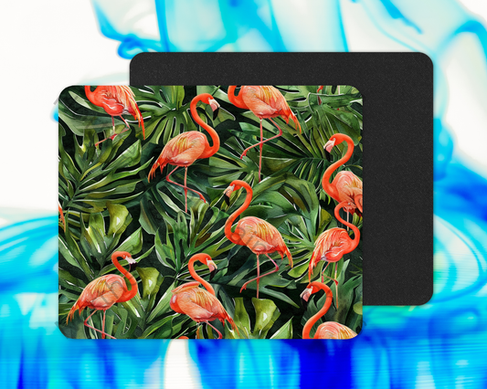 Tropical Jungle Flamingos Mouse Pad