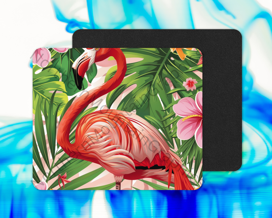 Hibiscus Garden Flamingo Mouse Pad