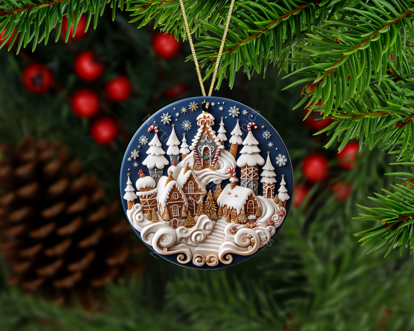 Gingerbread Village Wonderland Christmas Ornament
