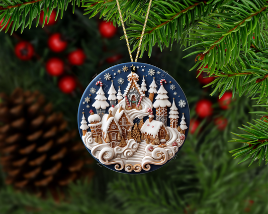 Gingerbread Village Wonderland Christmas Ornament