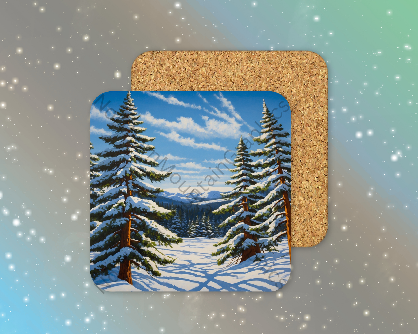 Winter Mountain Meadow Winter Square Coaster