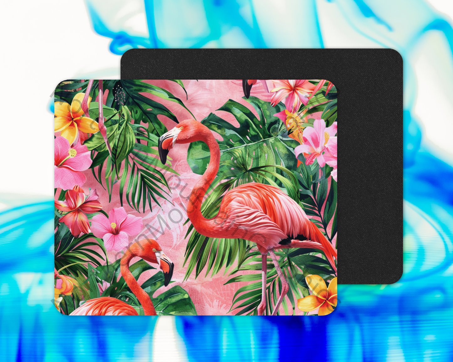 Floral Tropic Flamingos Mouse Pad