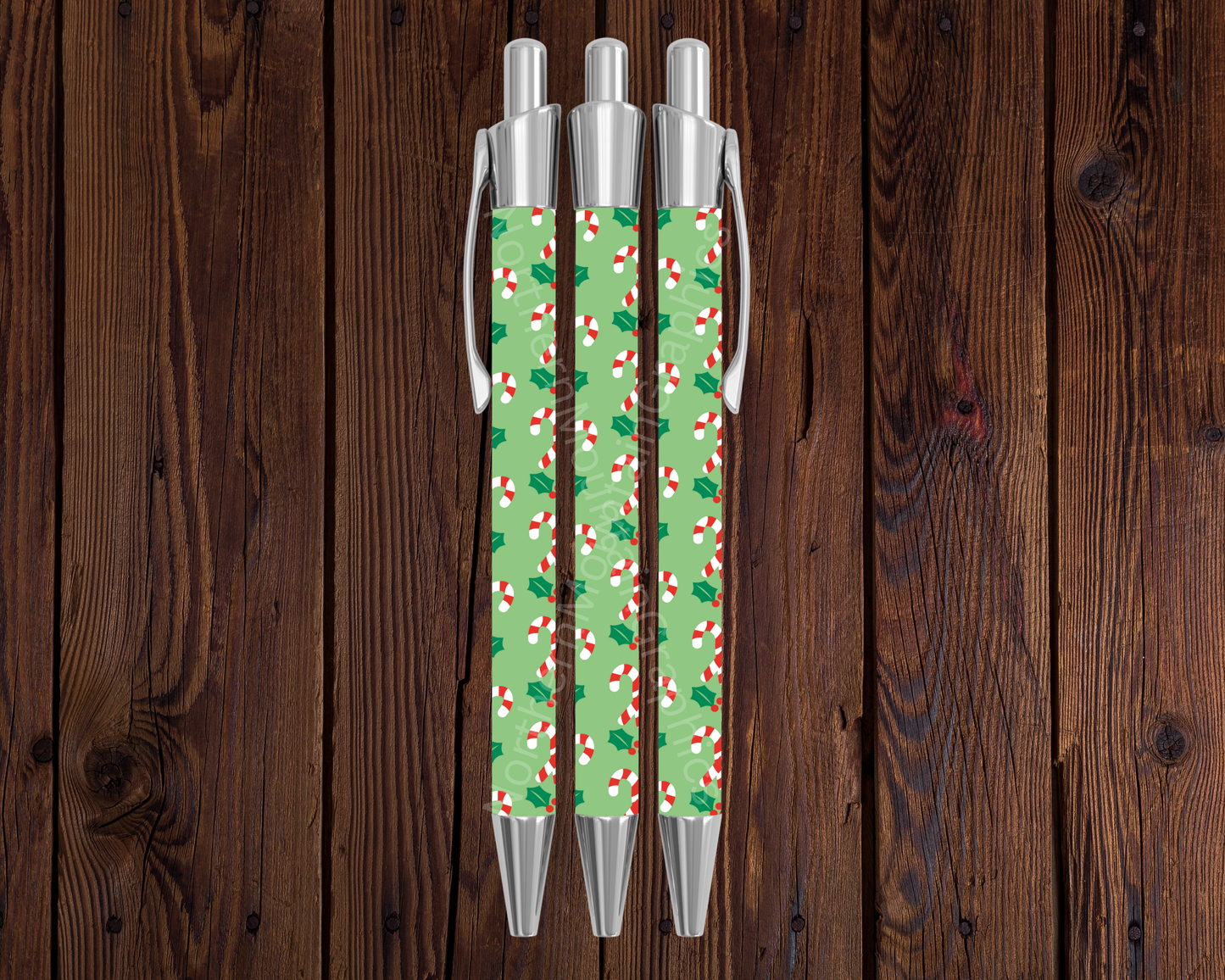 Candy Canes & Holly (Green) Christmas Pen