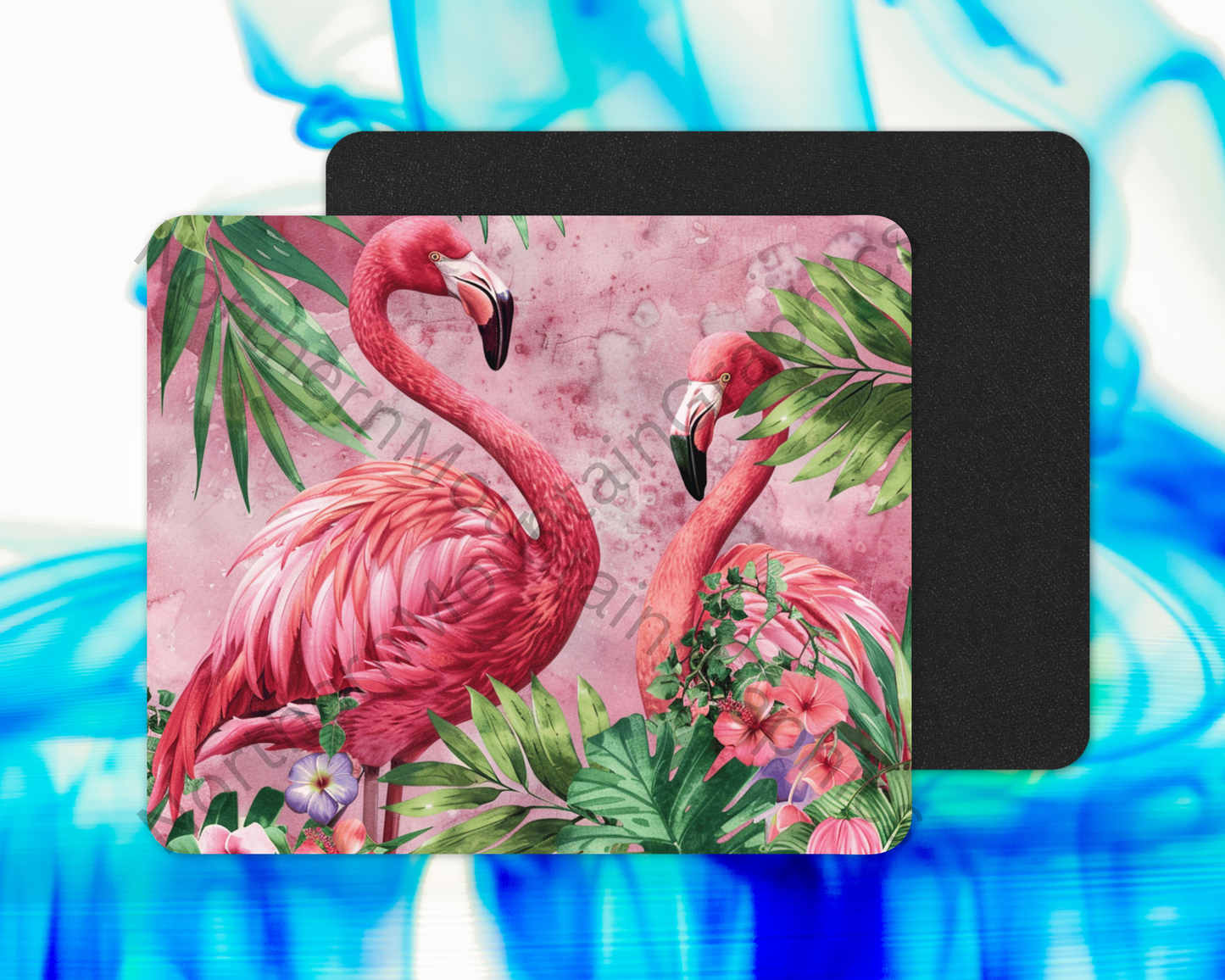 Pink Duo Flamingos Mouse Pad