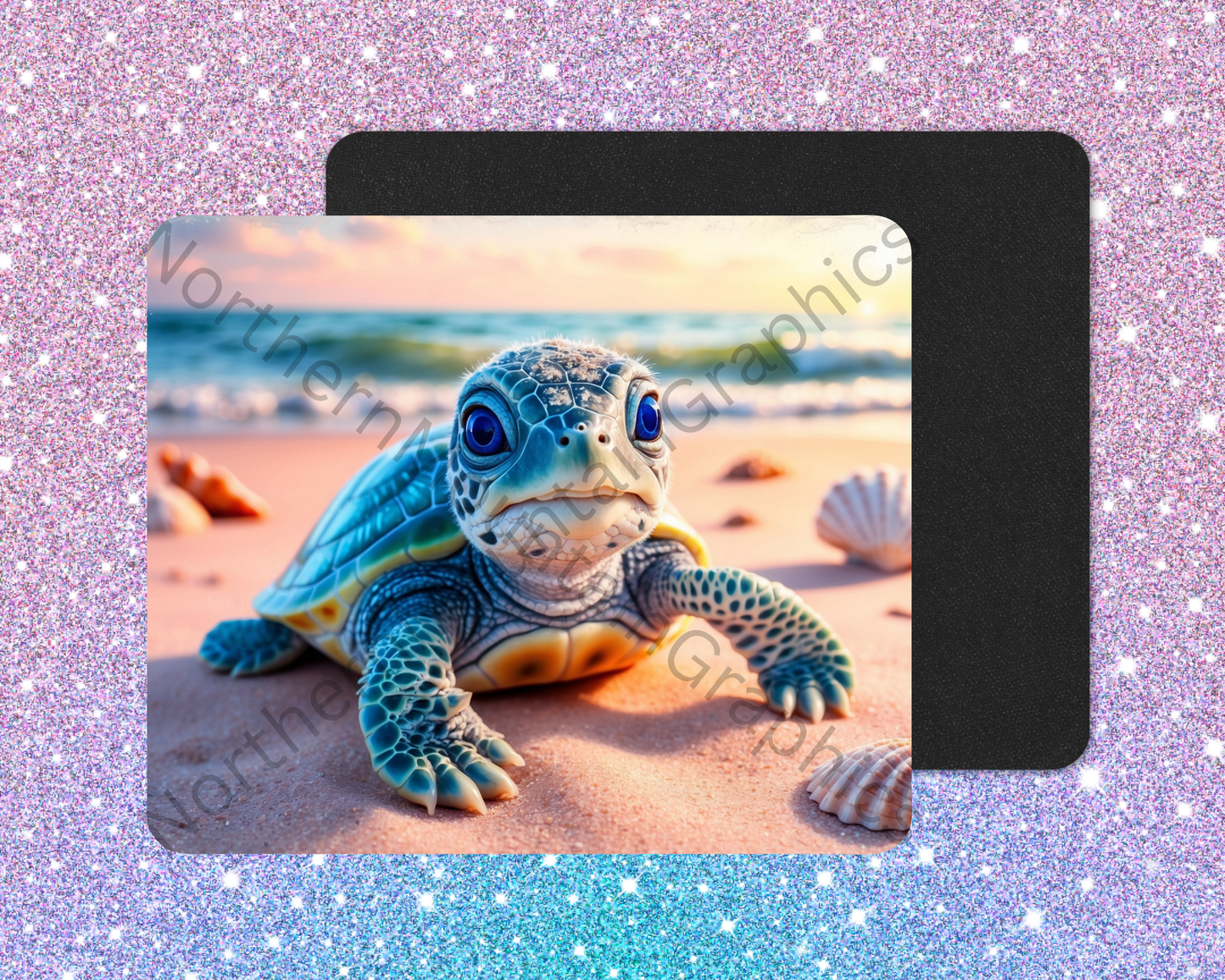 Blue-Eyed Beachling Sea Turtle Mouse Pad