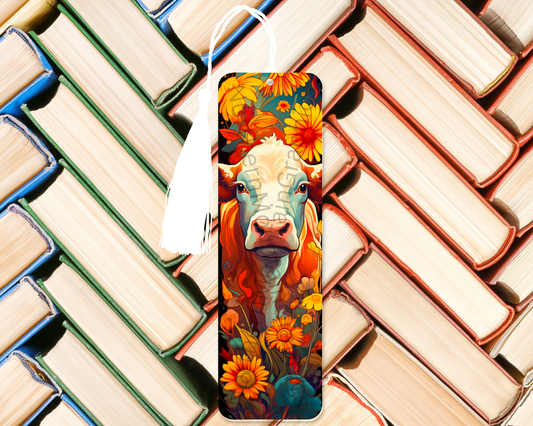 Floral Meadow Cow Bookmark