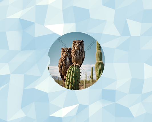 Cactus Perch OwlTwins Car Coaster