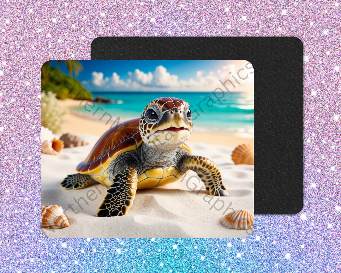 Sunny Shell Sea Turtle Wanderer Mouse Pad